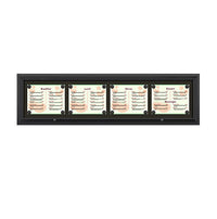 Outdoor Enclosed Magnetic Restaurant Menu Display Case | 14" x 11" Landscape | Holds Four Landscape Menus ACROSS