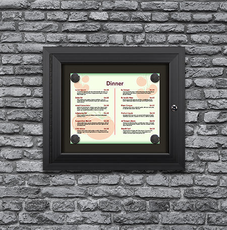 Outdoor Enclosed Magnetic Restaurant Menu Display Case | 14" x 11" Landscape | SINGLE Menu