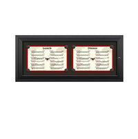 Outdoor Enclosed Magnetic Restaurant Menu Display Case | 17" x 11" Landscape | Holds Two Landscape Menus ACROSS