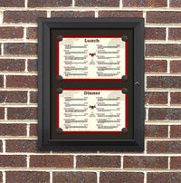 Outdoor Enclosed Magnetic Restaurant Menu Display Case | 17" x 11" Landscape | Holds Two Landscape Menus STACKED