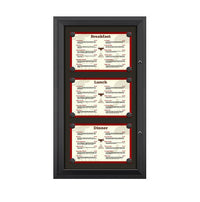 Outdoor Enclosed Magnetic Restaurant Menu Display Case | 17" x 11" Landscape | Holds Three Landscape Menus STACKED