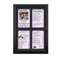 Outdoor Enclosed Magnetic Restaurant Menu Display Case | 11" x 17" Portrait | Holds Four Portrait Menus 2 TOP 2 BOTTOM