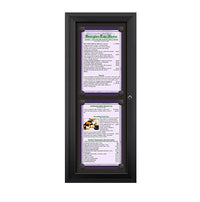 Outdoor Enclosed Magnetic Restaurant Menu Display Case | 11" x 17" Portrait | Holds Two Portrait Menus STACKED