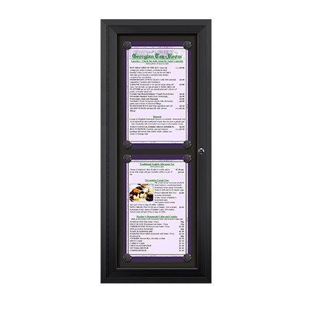 Outdoor Enclosed Magnetic Restaurant Menu Display Case | 11" x 17" Portrait | Holds Two Portrait Menus STACKED