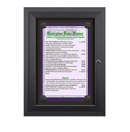 Magnetic Outdoor Restaurant Menu Display Case | Black Magnetic Board for 11" x 17" Portrait Size Menu