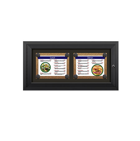 Outdoor Enclosed Magnetic Restaurant Menu Display Case | 11" x 8 1/2" Landscape | Holds Two Landscape Menus ACROSS