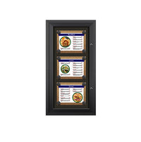 Outdoor Enclosed Black Magnetic Restaurant Menu Display Case for 11" x 8 1/2" Landscape Size Menus | Holds UP to Three Menus STACKED