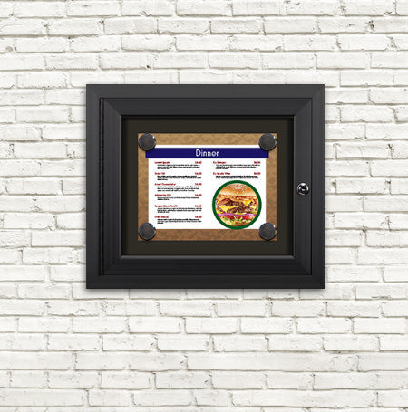 Outdoor Enclosed Magnetic Restaurant Menu Display Case | 11" x 8 1/2" Landscape | SINGLE Menu