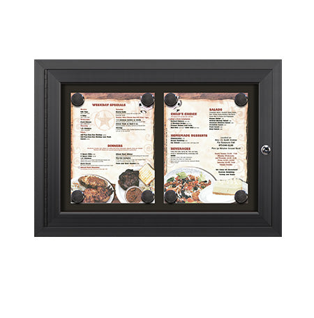 Outdoor Enclosed Magnetic Restaurant Menu Display Case | 8 1/2" x 11" Portrait | Holds Two Portrait Menus ACROSS