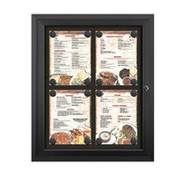 Outdoor Enclosed Magnetic Restaurant Menu Display Case | 8 1/2" x 11" Portrait | Holds Four Portrait Menus 2 TOP 2 BOTTOM