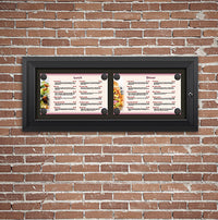 Outdoor Enclosed Magnetic Restaurant Menu Display Case | 14" x 8 1/2" Landscape | Holds Two Landscape Menus ACROSS