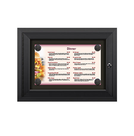 Outdoor Enclosed Magnetic Restaurant Menu Display Case | 14" x 8 1/2" Landscape | SINGLE Menu