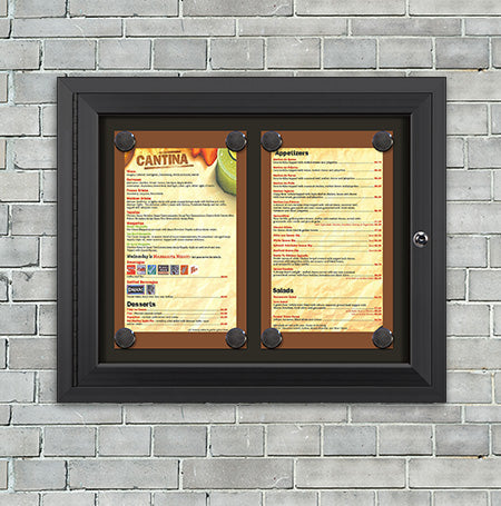 Outdoor Enclosed Magnetic Restaurant Menu Display Case | 8 1/2" x 14" Portrait | Holds Two Portrait Menus ACROSS