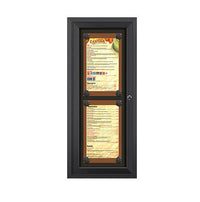 Outdoor Enclosed Magnetic Restaurant Menu Display Case | 8 1/2" x 14" Portrait | Holds Two Portrait Menus STACKED