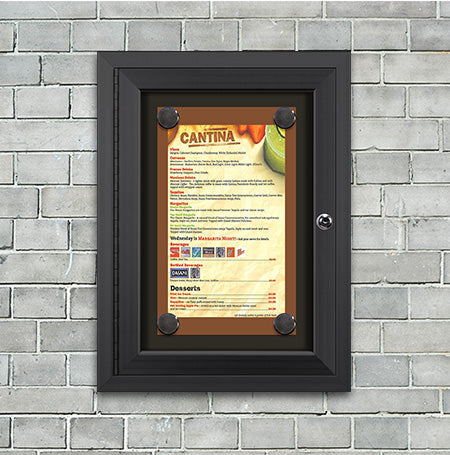 Outdoor Enclosed Magnetic Restaurant Menu Display Case Holds 8 1/2 x 14 Portrait Size Menu