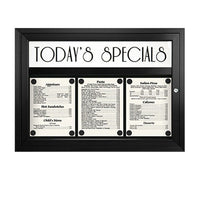 MAGNETIC Outdoor Enclosed Menu Case 33x24 with Custom Printed Restaurant Menu Display Header | CAFE | MENU | BISTRO | TODAY"S SPECIALS