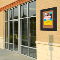 SwingCase Outdoor Enclosed Poster Display Case 36 x 36 | with Cork Bulletin Board + Single Locking Door Aluminum Cabinet