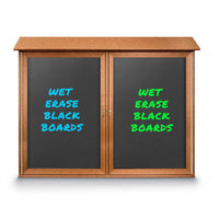 40" x 40" Outdoor Message Center - Double Door Magnetic Black Dry Erase Board