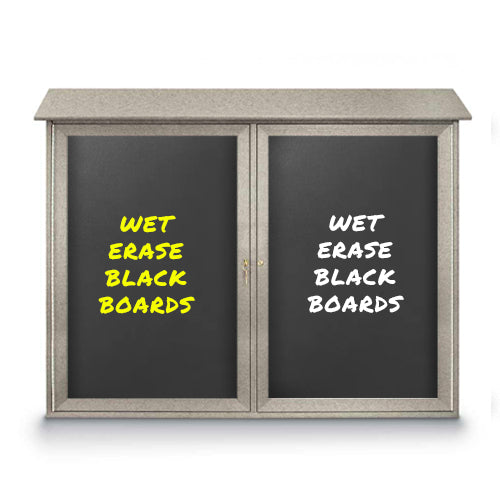 60" x 30" Outdoor Message Center - Double Door Magnetic Black Dry Erase Board