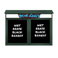 40" x 50" Outdoor Message Center - Double Door Magnetic Black Dry Erase Board with Header