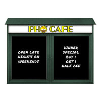 48" x 36" Outdoor Message Center - Double Door Magnetic Black Dry Erase Board with Header