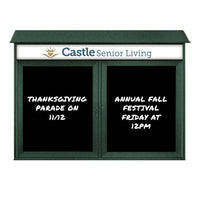 60" x 48" Outdoor Message Center - Double Door Magnetic Black Dry Erase Board with Header