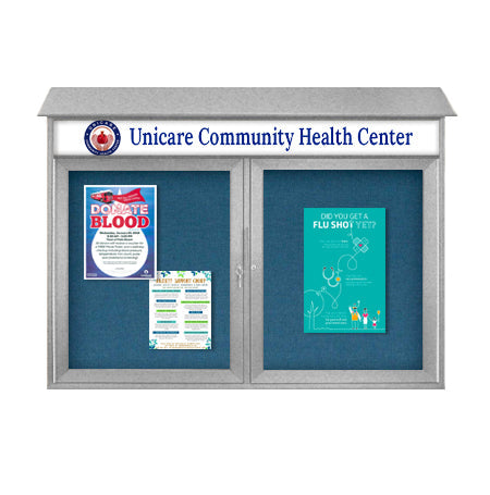 40" x 40" 2-Door Cork Board Message Center with Header (Image Not to Scale)