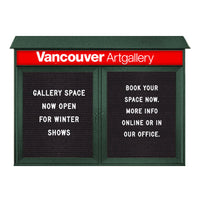 Two Door 45x36 Weatherproof Enclosed Outdoor Message Center Letter Boards Wall Mount with Header