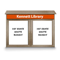 60" x 40" Outdoor Message Center - Double Door Magnetic White Dry Erase Board with Header