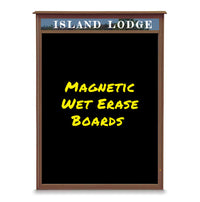 36" x 48" Outdoor Message Center - Magnetic Black Dry Erase Board with Header