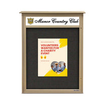 27x39 Outdoor Cork Board Message Center with Header - LEFT Hinged (Image Not to Scale)