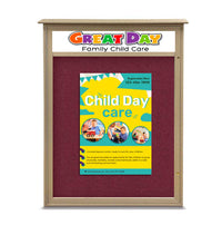 27x40 Outdoor Cork Board Message Center with Header - LEFT Hinged (Image Not to Scale)