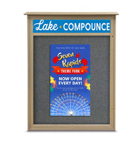 30x40 Outdoor Cork Board Message Center with Header - LEFT Hinged (Image Not to Scale)