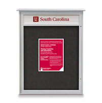 8.5x11 Outdoor Cork Board Message Center with Header - LEFT Hinged (Image Not to Scale)