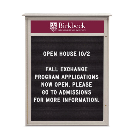 24" x 36" Outdoor Message Center Letter Board with Header (Left Hinged Single Door)