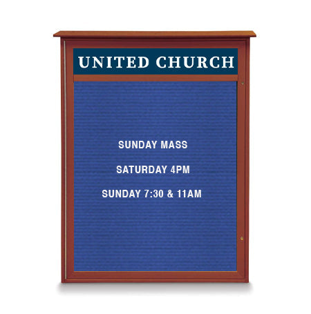 24" x 60" Outdoor Message Center Letter Board with Header (Single Door)