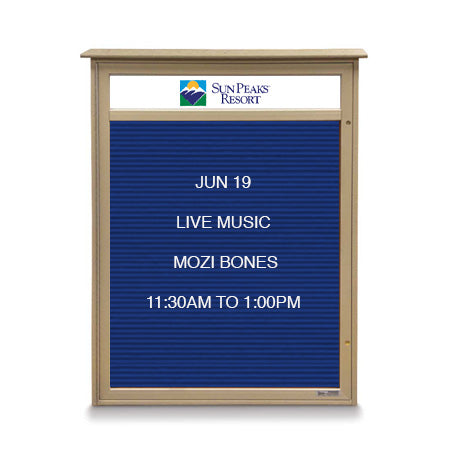 26" x 42" Outdoor Message Center Letter Board with Header (Single Door)