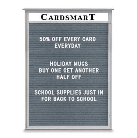 36" x 48" Outdoor Message Center Letter Board with Header (Single Door)