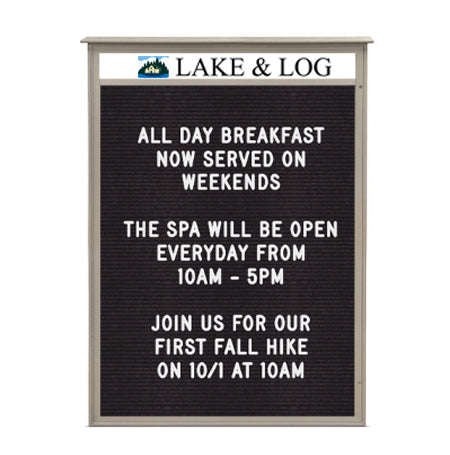 36" x 48" Outdoor Message Center Letter Board with Header (Single Door)