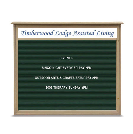 48" x 48" Outdoor Message Center Letter Board with Header (Single Door)