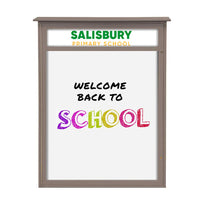 16" x 34" Outdoor Message Center - Magnetic White Dry Erase Board with Header