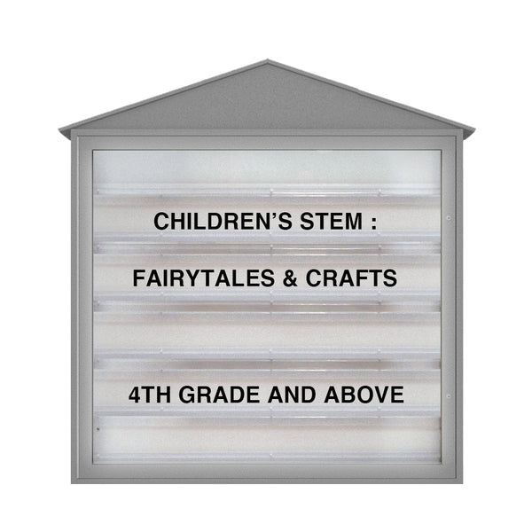 Cathedral Style 28" x 48" Wall Mount Outdoor Message Center Reader Board | Light Grey Finish