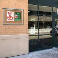 Outdoor Message Center Cork Board 48" x 24" | TOP Hinged - Single Door Information Board with All-Weather, Eco-Design Faux Wood Display Case