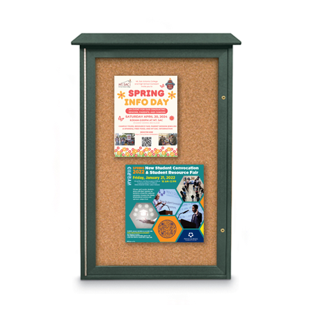 Outdoor Message Center Cork Board 36" x 48" | LEFT Hinged - Single Door Information Board