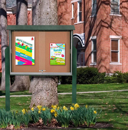 40x40 Standing Outdoor Message Center with Sliding Doors