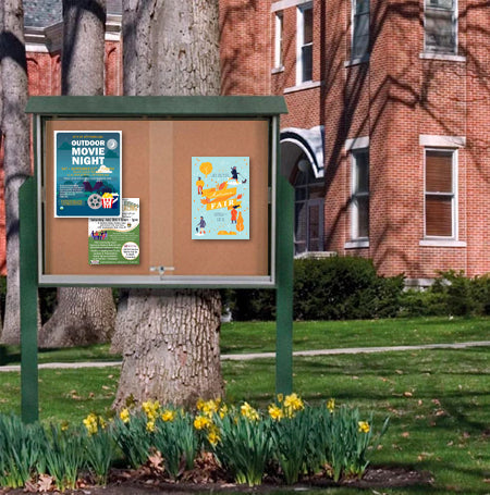 60x30 Standing Outdoor Message Center with Sliding Doors