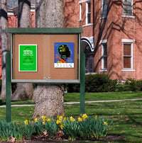 60x36 Standing Outdoor Message Center with Sliding Doors