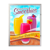 Weatherproof Outdoor Poster Display Frame 36 x 48 Front Locking Cabinet, Only 1 3/16" Deep with Swing Open Door Prop Arms