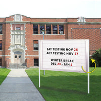 DOUBLE SIDED 72x48 Message Readerboard Swings-Open for easy Message or Announcment Changes. Two 8' Posts Included.