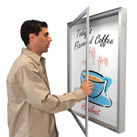 Extreme WeatherPlus Enclosed Outdoor White Dry Erase Marker Board | Shown in Satin Silver finish